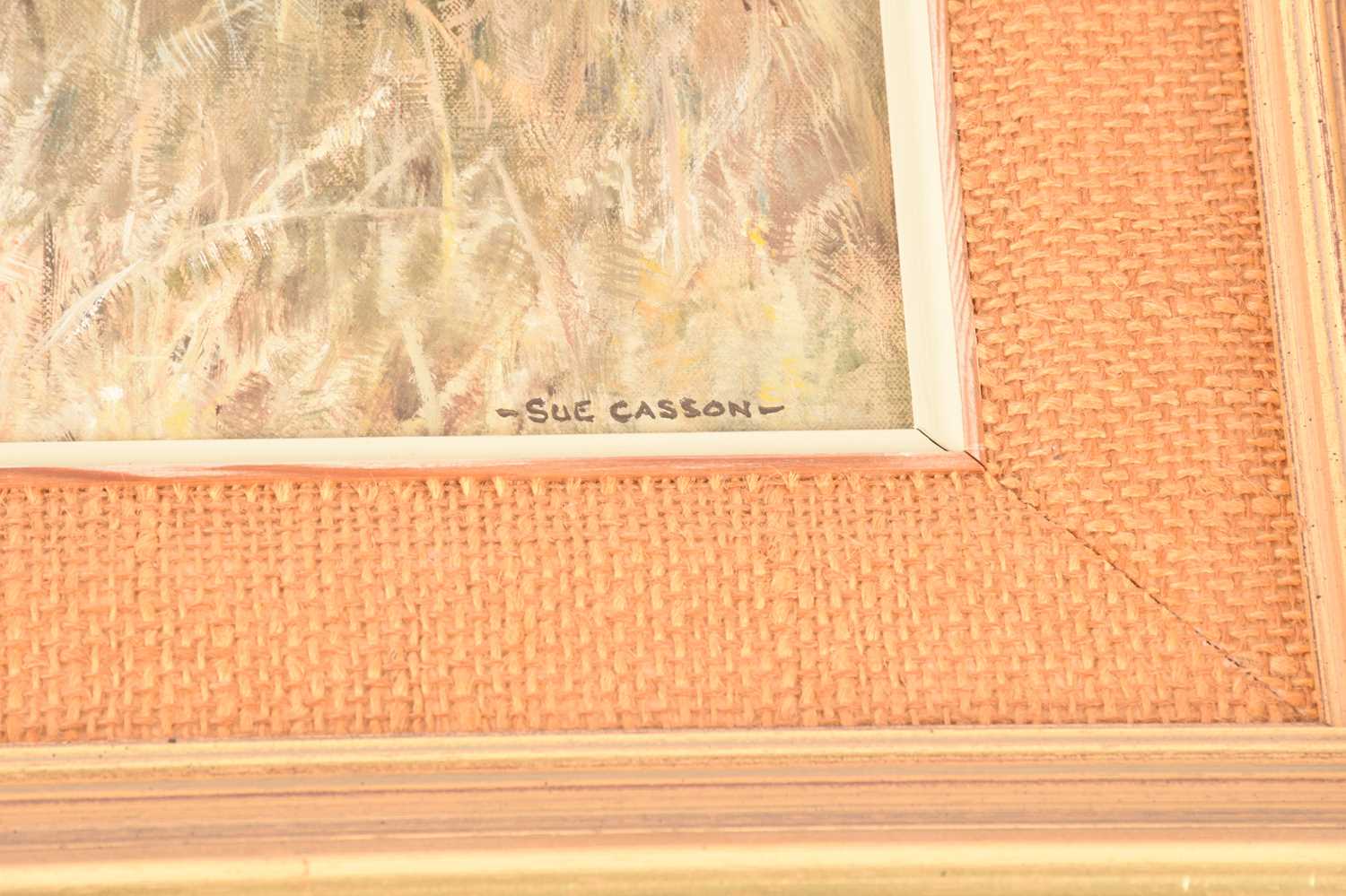 Sue Casson (Mid-Late 20th Century), Lion in grass, signed 'Sue Casson' (lower right), oil on canvas, - Image 2 of 3