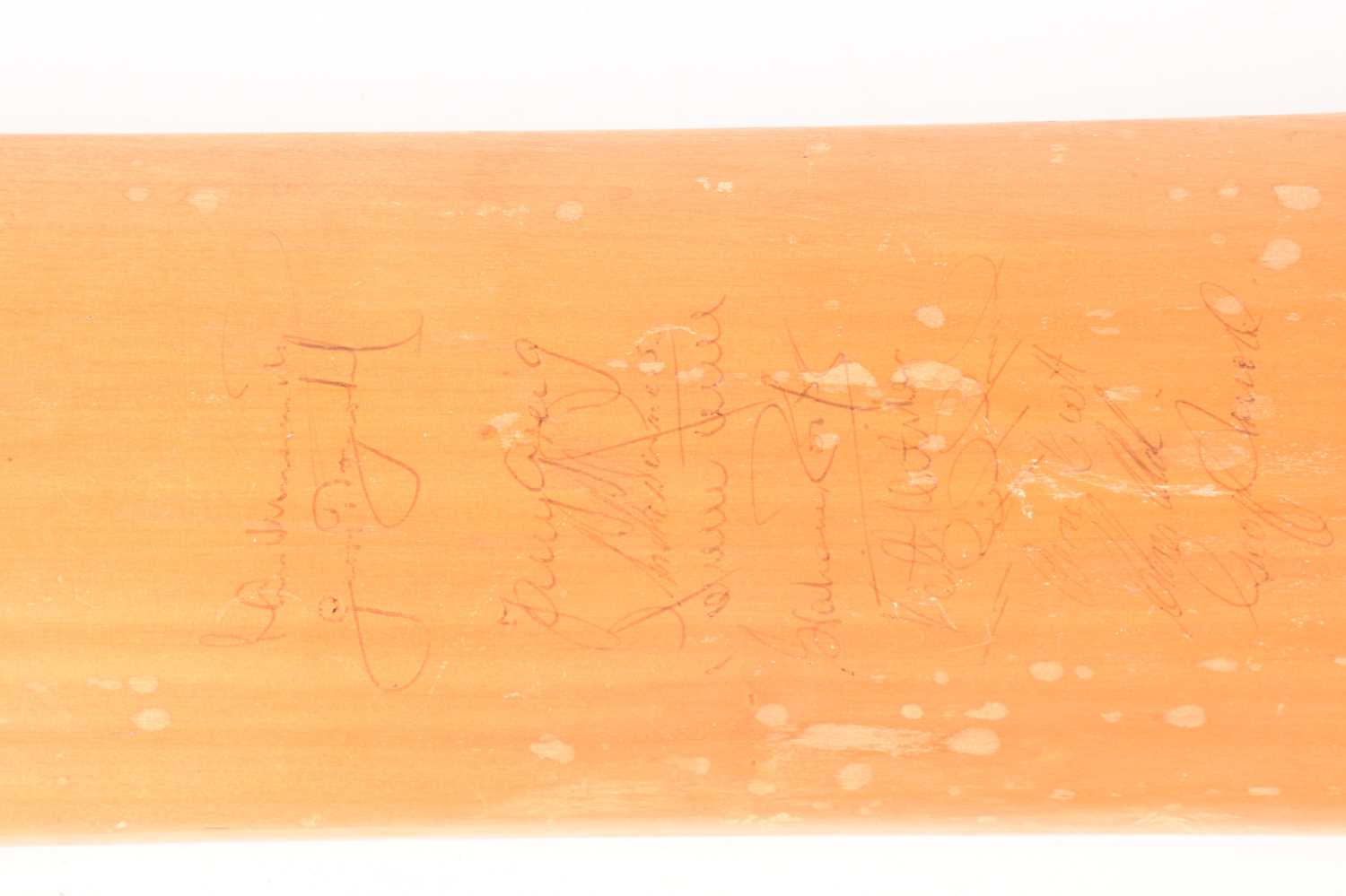 A 1973 multi-signed cricket bat, bearing the signatures of the England, West Indies, New Zealand and - Image 7 of 10