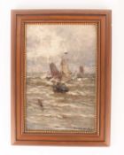 German Grobe (1857-1938) German, Ships at sea, signed (lower right corner), oil on canvas mounted on