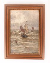 German Grobe (1857-1938) German, Ships at sea, signed (lower right corner), oil on canvas mounted on