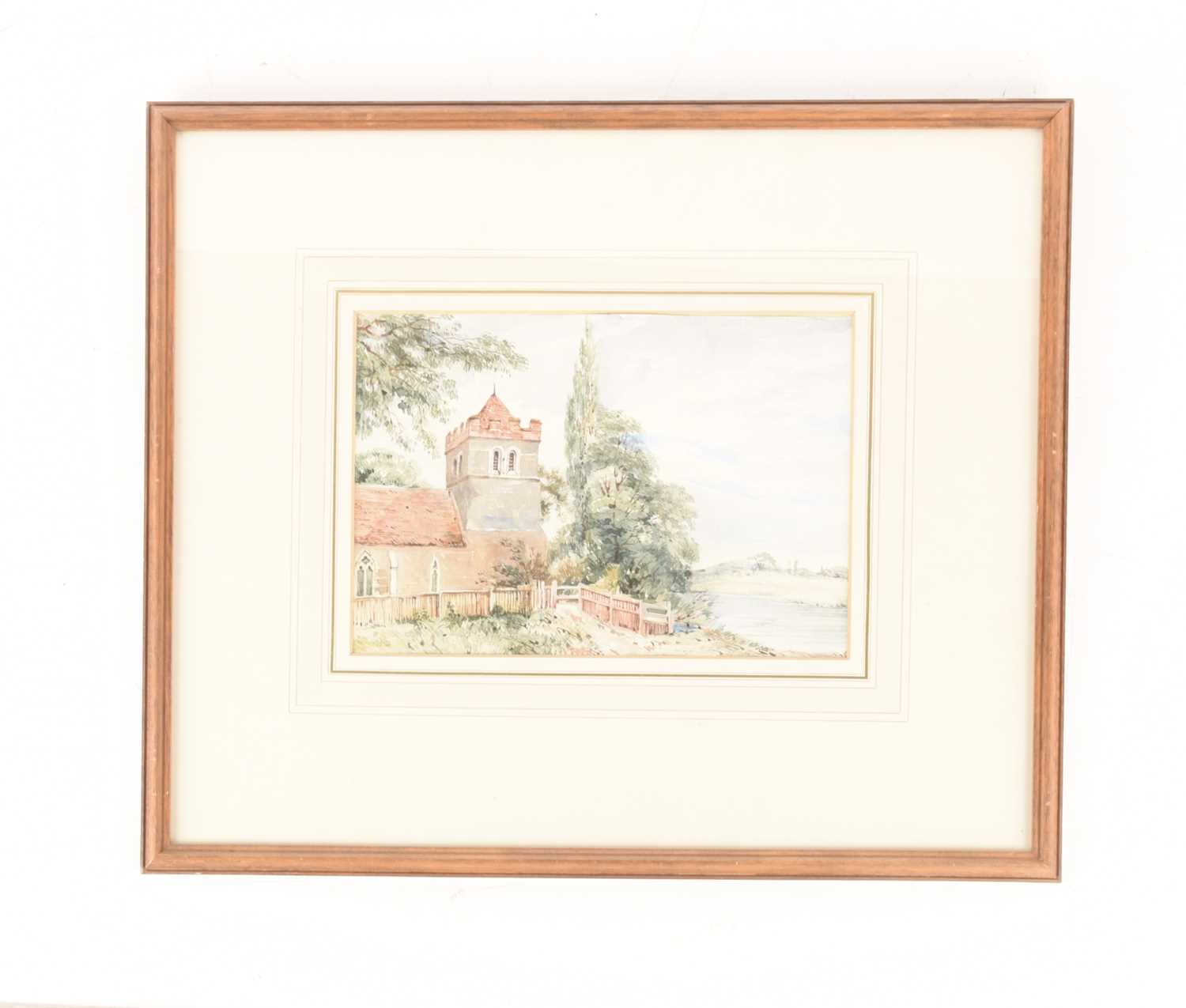 A collection of six decorative watercolours, oil and prints comprising two scenes of Eton College, a - Image 6 of 31