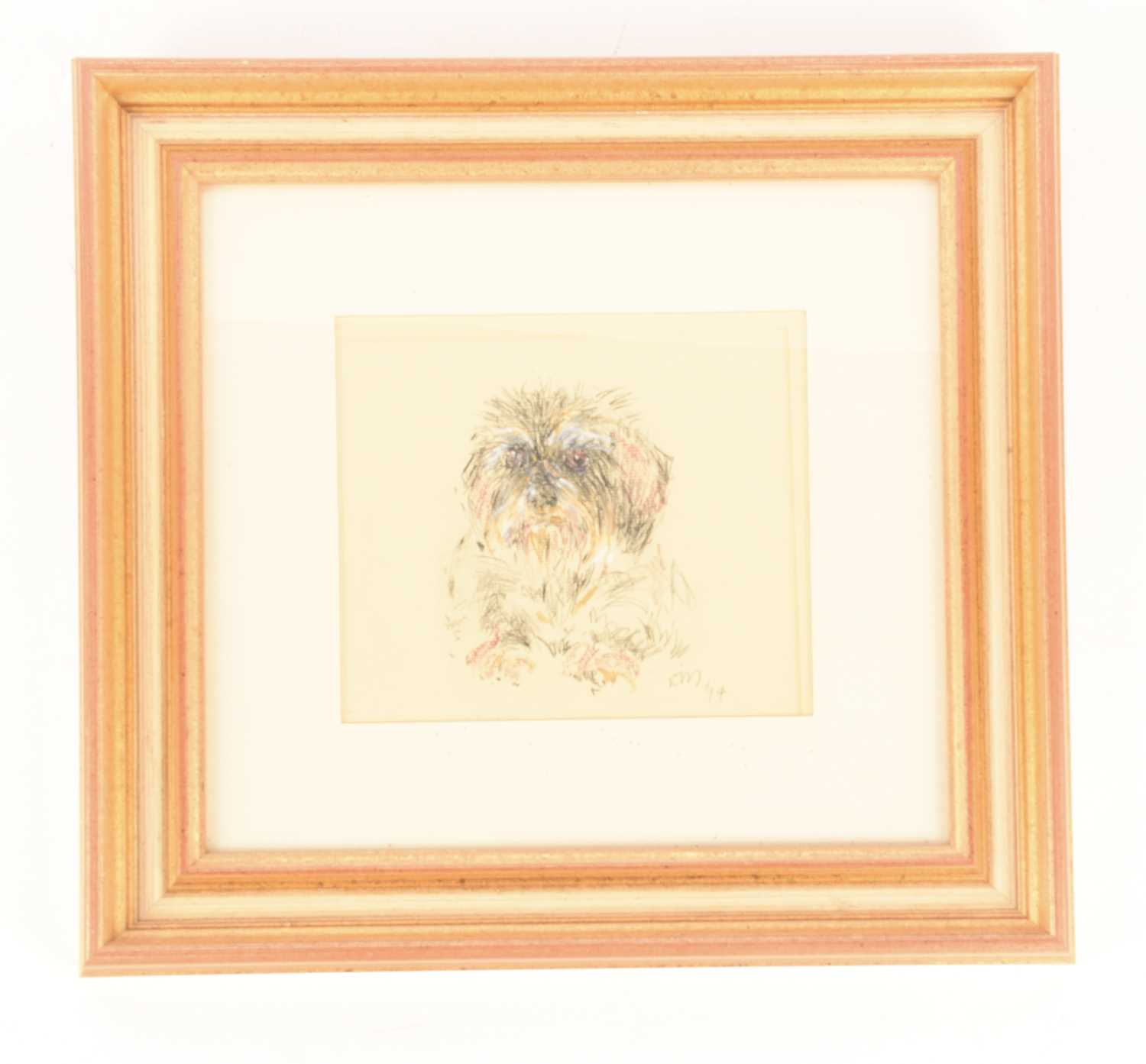 A collection of three drawings and a print conveying various studies of dogs, all framed and glazed, - Image 5 of 6