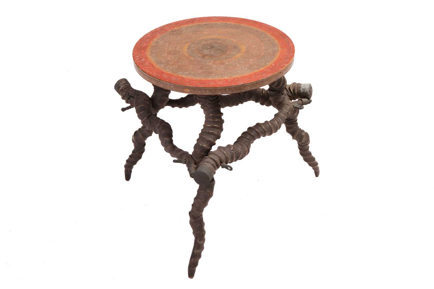 An Indian horn circular games table, measures 40 cm high. - Image 7 of 11