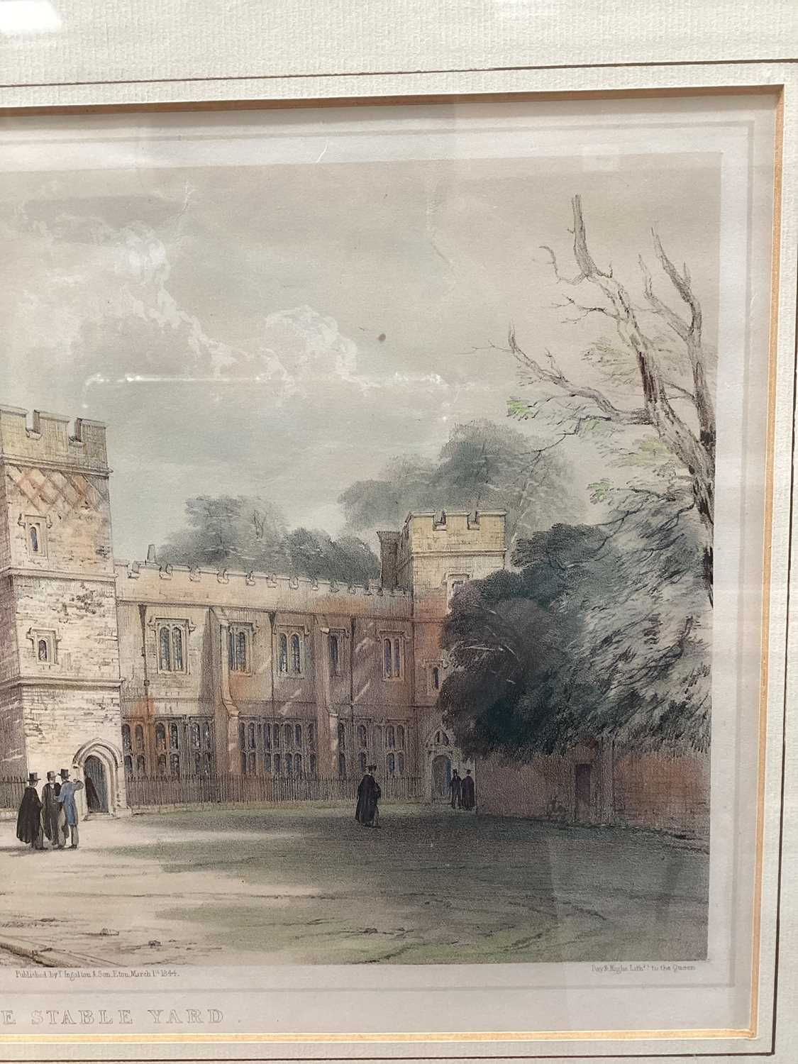 A collection of six decorative watercolours, oil and prints comprising two scenes of Eton College, a - Image 15 of 31