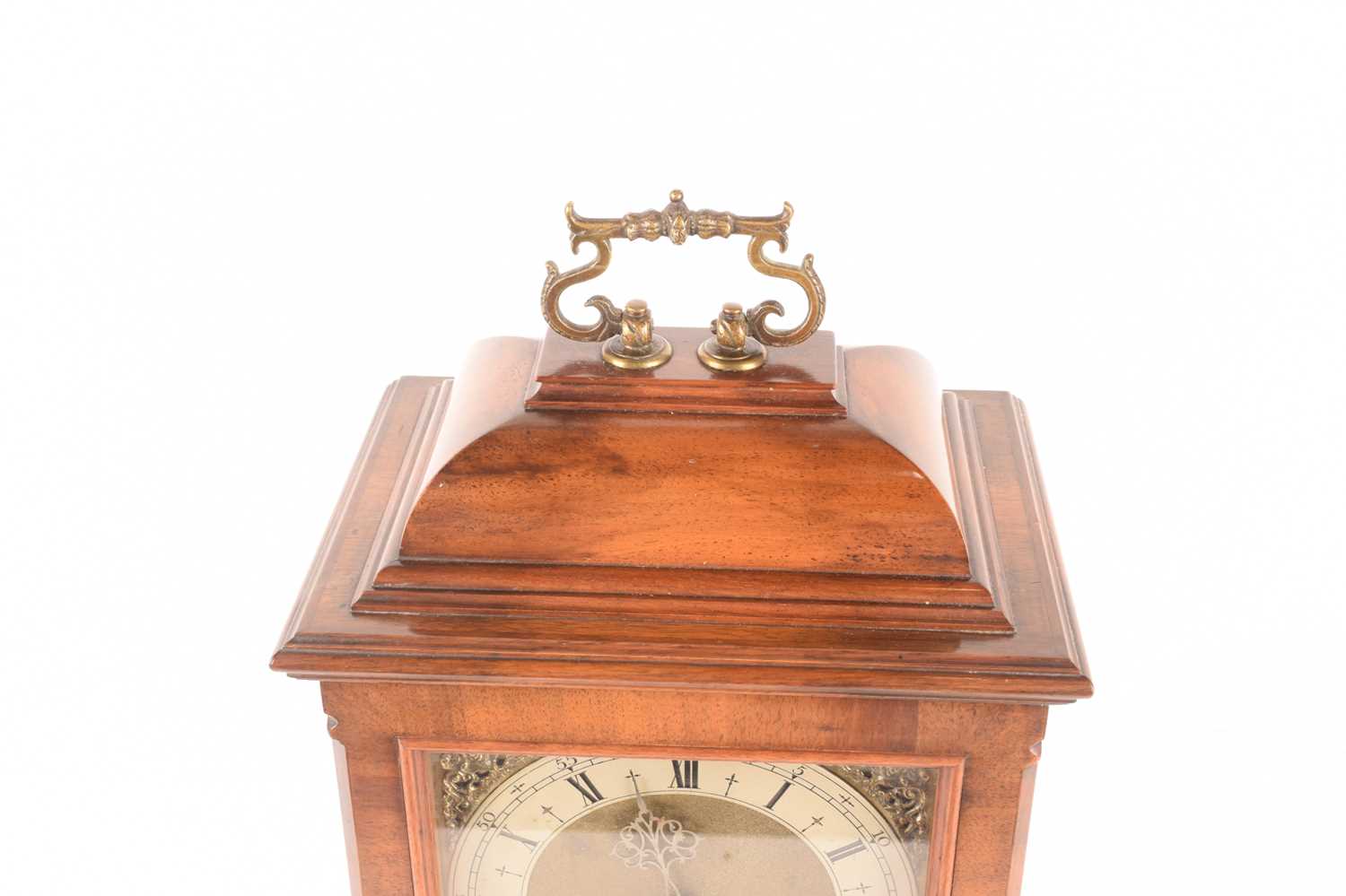 A mid-century bracket clock with a commemorative plaque, measures 41 cm tall. - Image 7 of 8