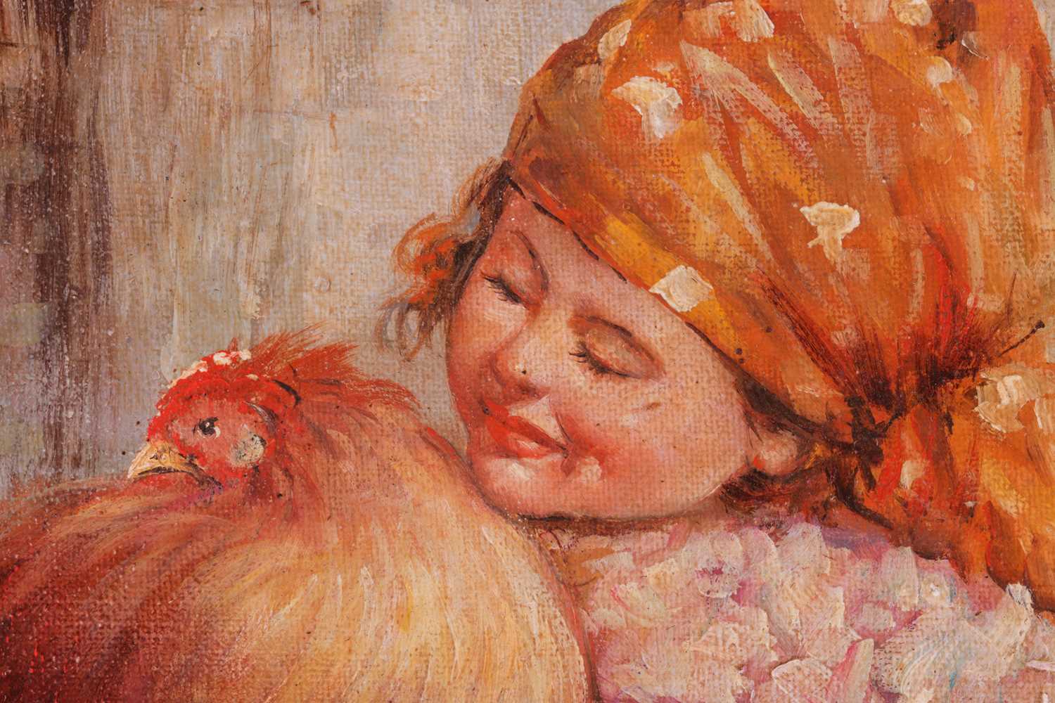 Fabio B Wilde (20th century), 'A Girl and her chickens', signed and dated 1924, oil on board, image  - Image 5 of 11