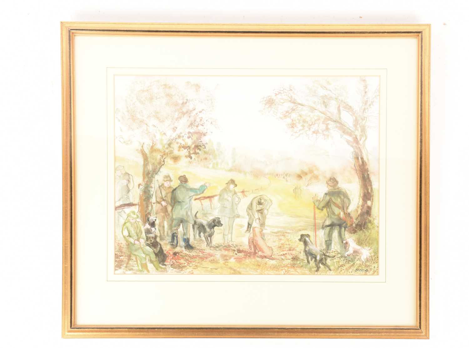 A collection of six decorative watercolours, oil and prints comprising two scenes of Eton College, a - Image 10 of 31