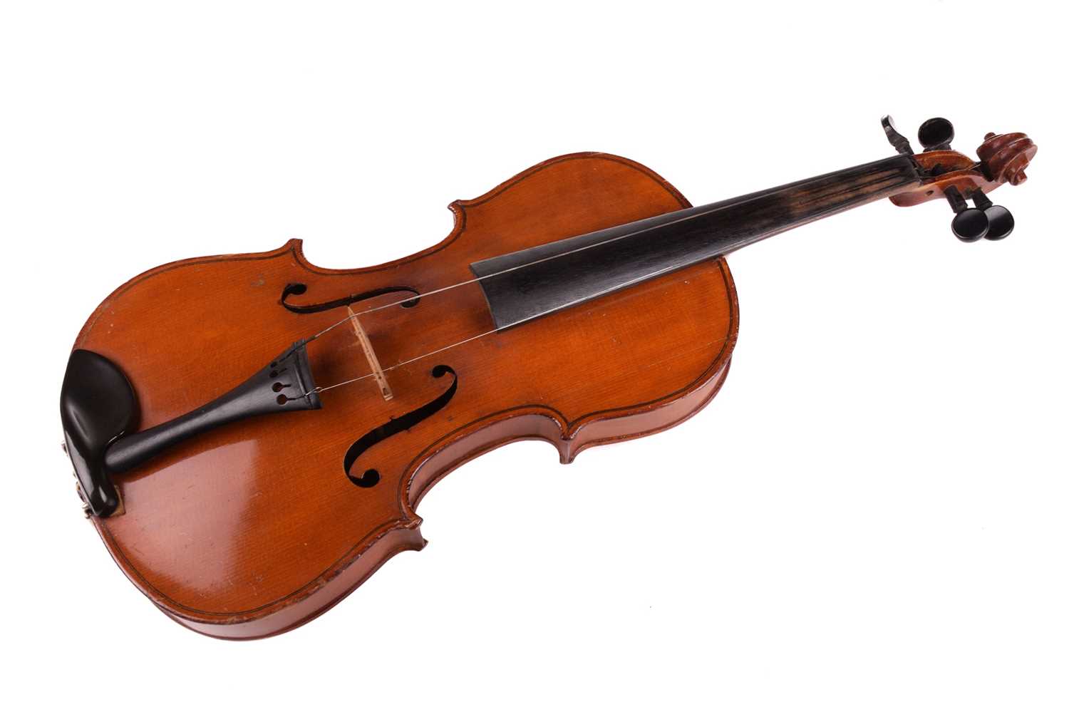 A Violin and bow in accompanying fitted case, violin measuring 59 cm. Ivory certification reference  - Image 4 of 22