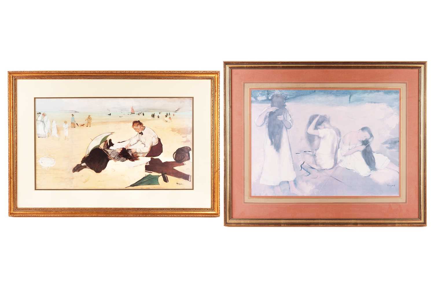 Two prints after Edgar Degas, 'Beach Scene' and 'Women Combing Their Hair', both lithographs, both g