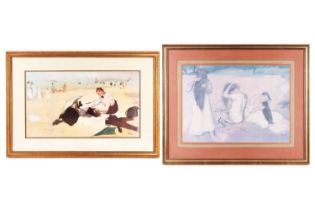 Two prints after Edgar Degas, 'Beach Scene' and 'Women Combing Their Hair', both lithographs, both