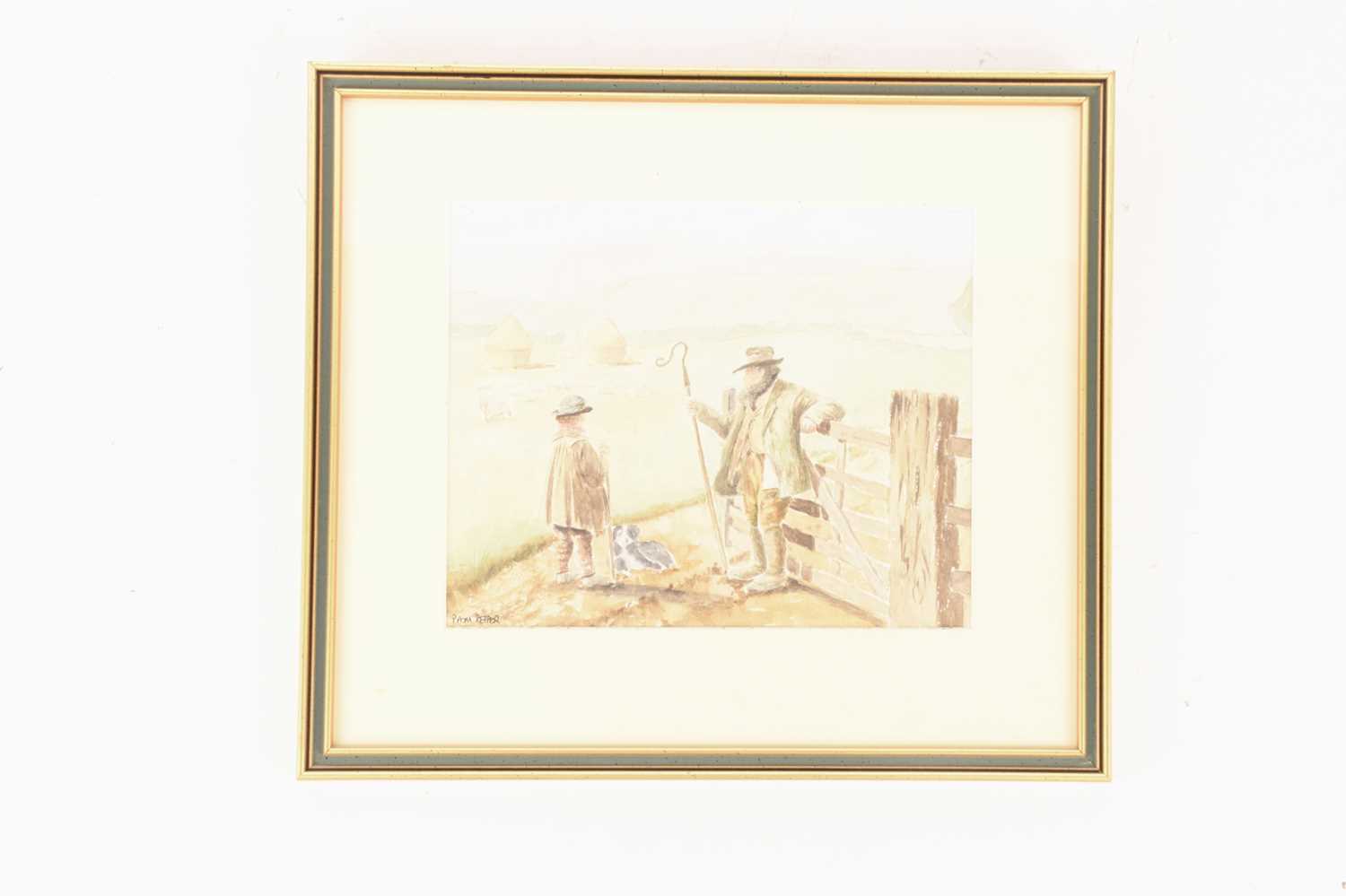 A collection of six decorative watercolours, oil and prints comprising two scenes of Eton College, a - Image 12 of 31