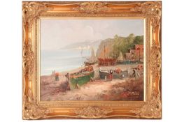 K Hanna (20th century), coastal scene, oil on canvas, signed to lower right corner, 39 cm x 49 cm in