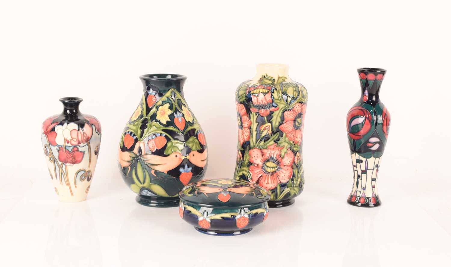 Five Moorcroft pieces comprising of a Tribute to Charles Rennie Mackintosh vase by Rachel Bishop, 20 - Image 2 of 16