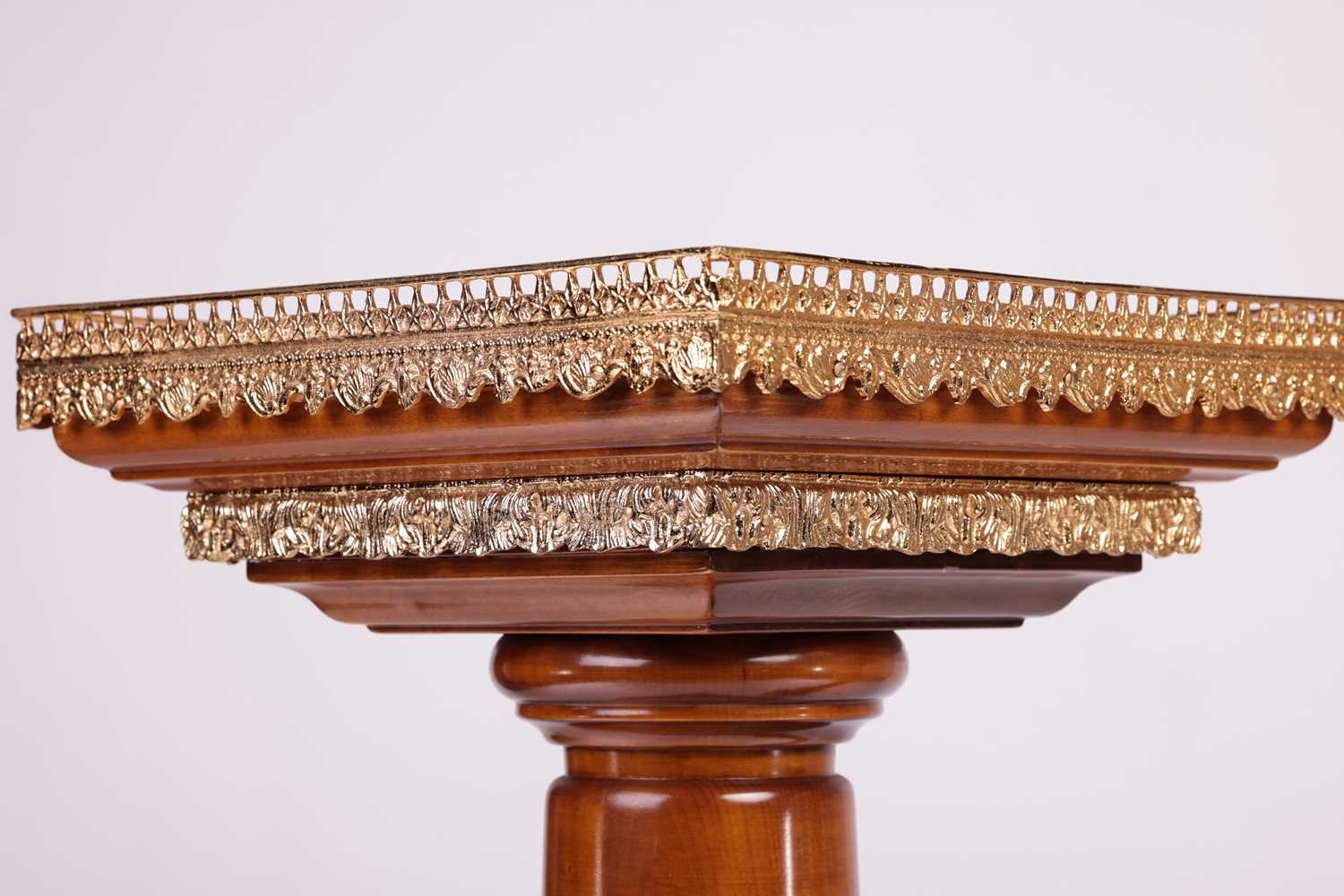 A pair of 20th century marble effect gallery-topped Louis XVI style pedestals, gilt metal mounts thr - Image 3 of 8
