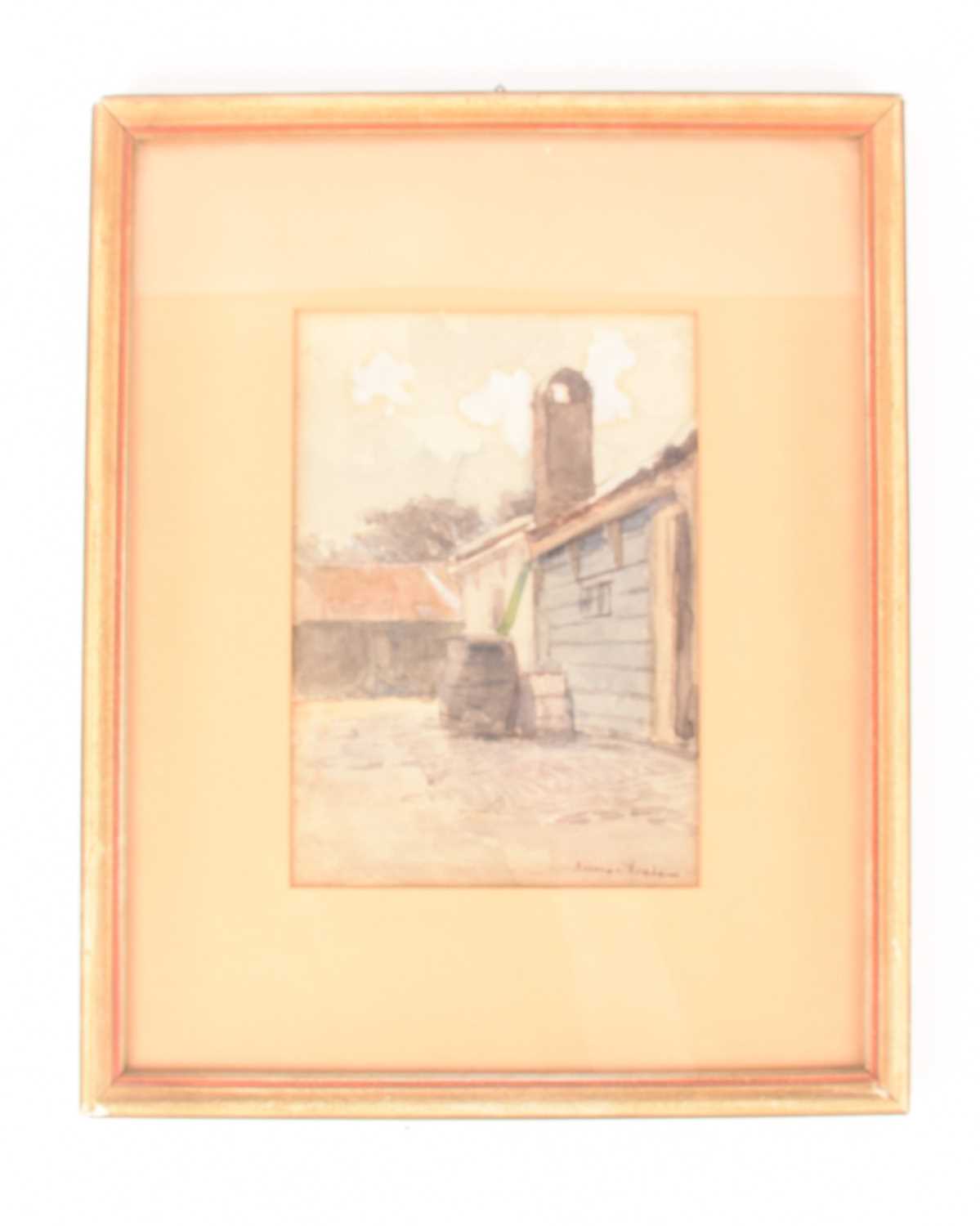 German Grobe (1857-1938) German, Farmyard scene, signed (lower right corner), watercolour, image 23 