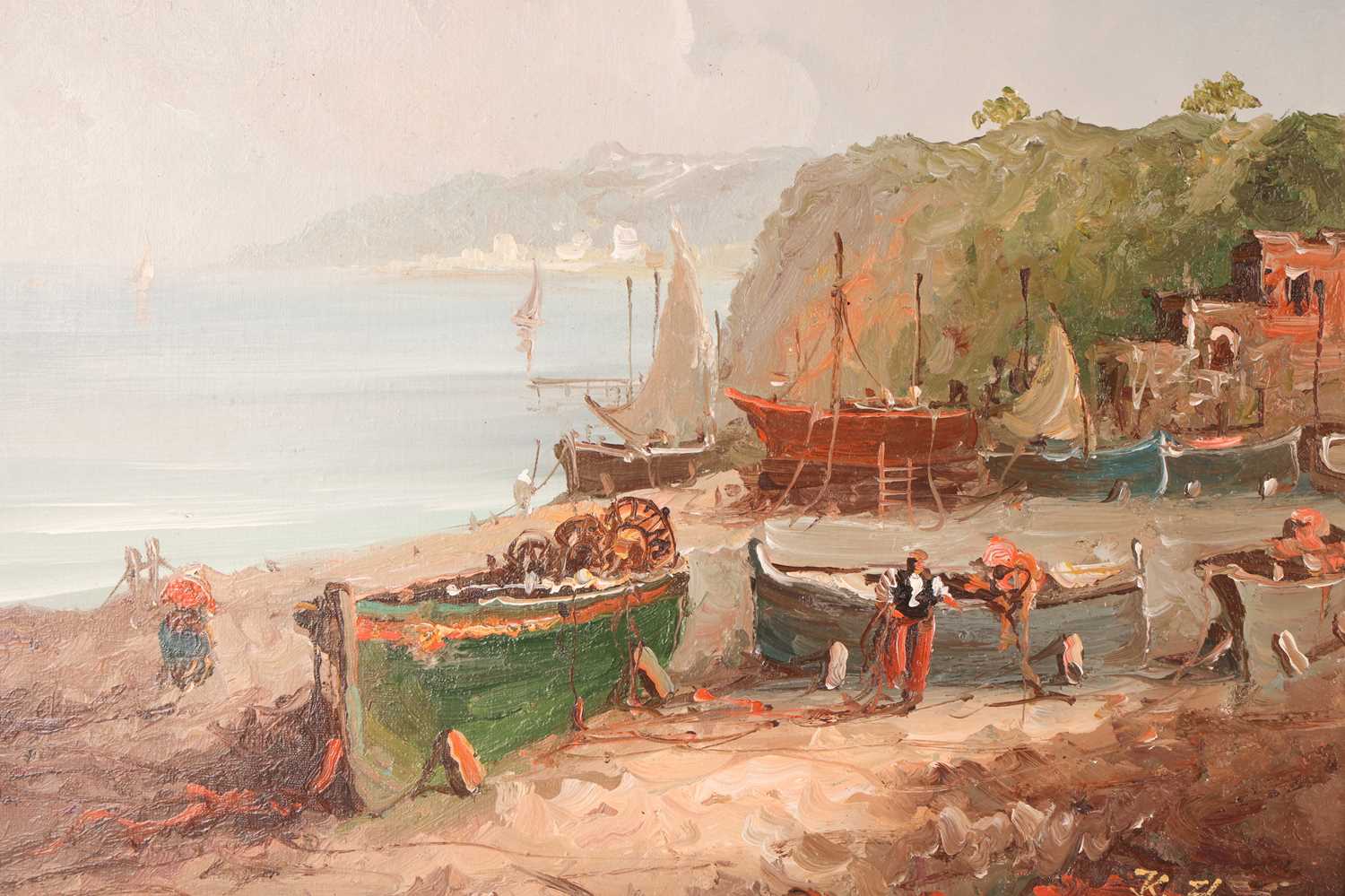 K Hanna (20th century), coastal scene, oil on canvas, signed to lower right corner, 39 cm x 49 cm in - Image 3 of 5