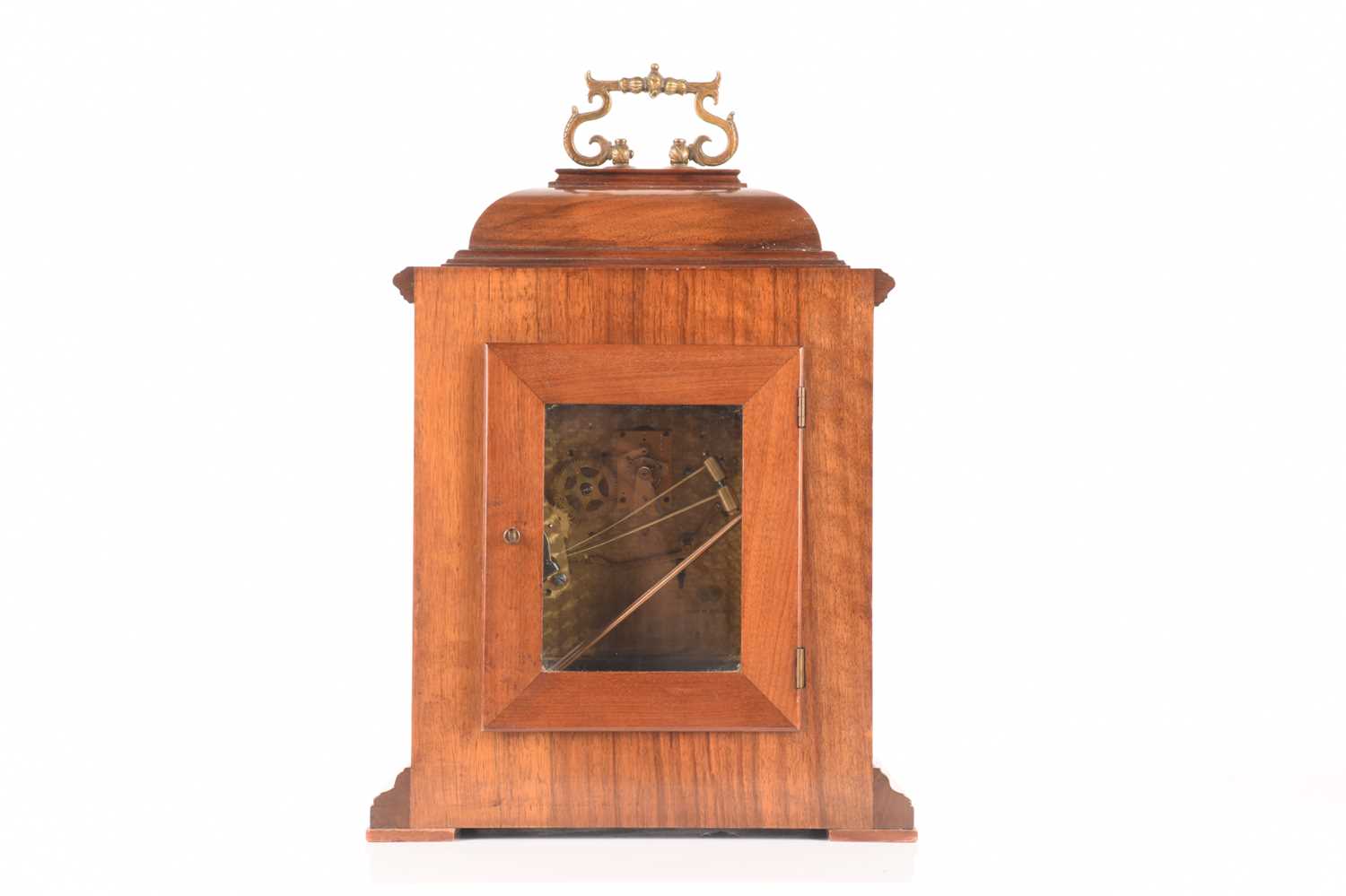 A mid-century bracket clock with a commemorative plaque, measures 41 cm tall. - Image 8 of 8