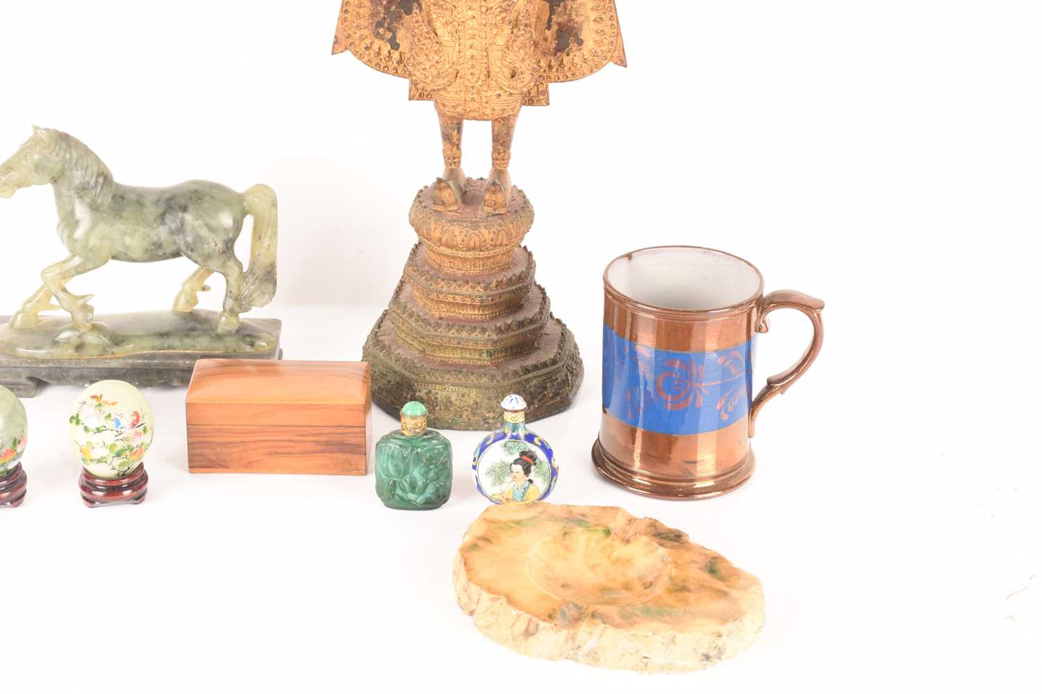 A mixed collection comprising a Thai gilt standing Buddha, an ashtray modeled to appear like a disk  - Image 5 of 13