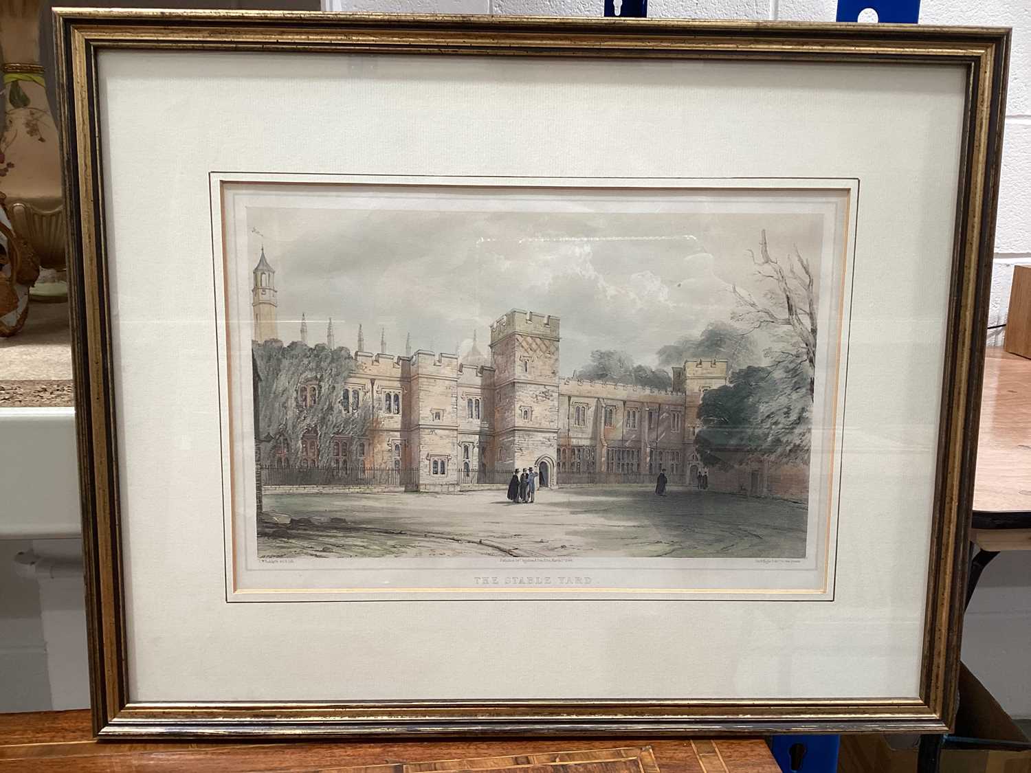 A collection of six decorative watercolours, oil and prints comprising two scenes of Eton College, a - Image 16 of 31