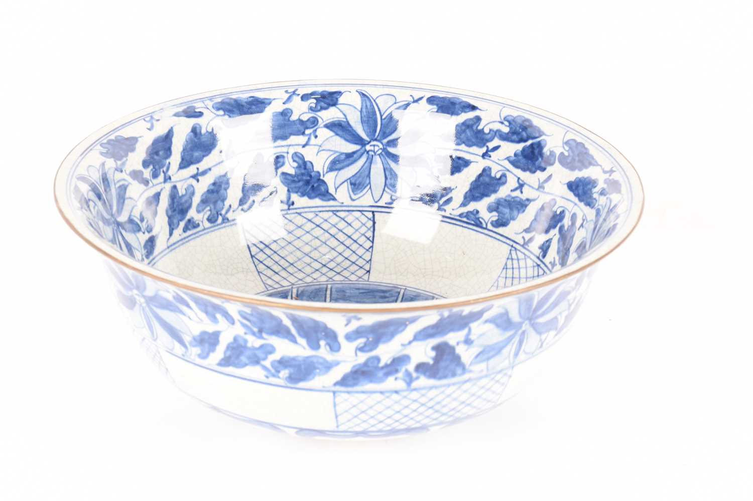 A large Chinese blue and white wash basin, 20th-century, alongside a pair of blue and white raised d - Image 2 of 18