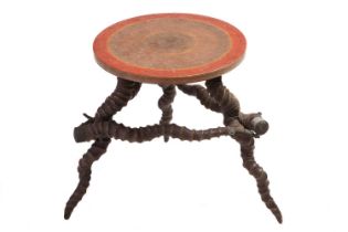 An Indian horn circular games table, measures 40 cm high.