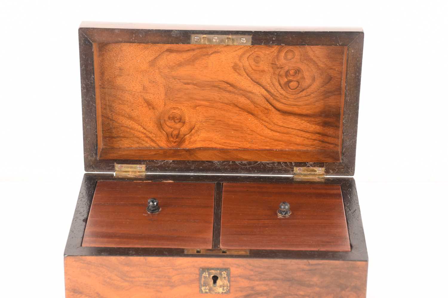A large collection of wooden boxes comprising a knife box, two tea caddies, a writing box, a box con - Image 28 of 35