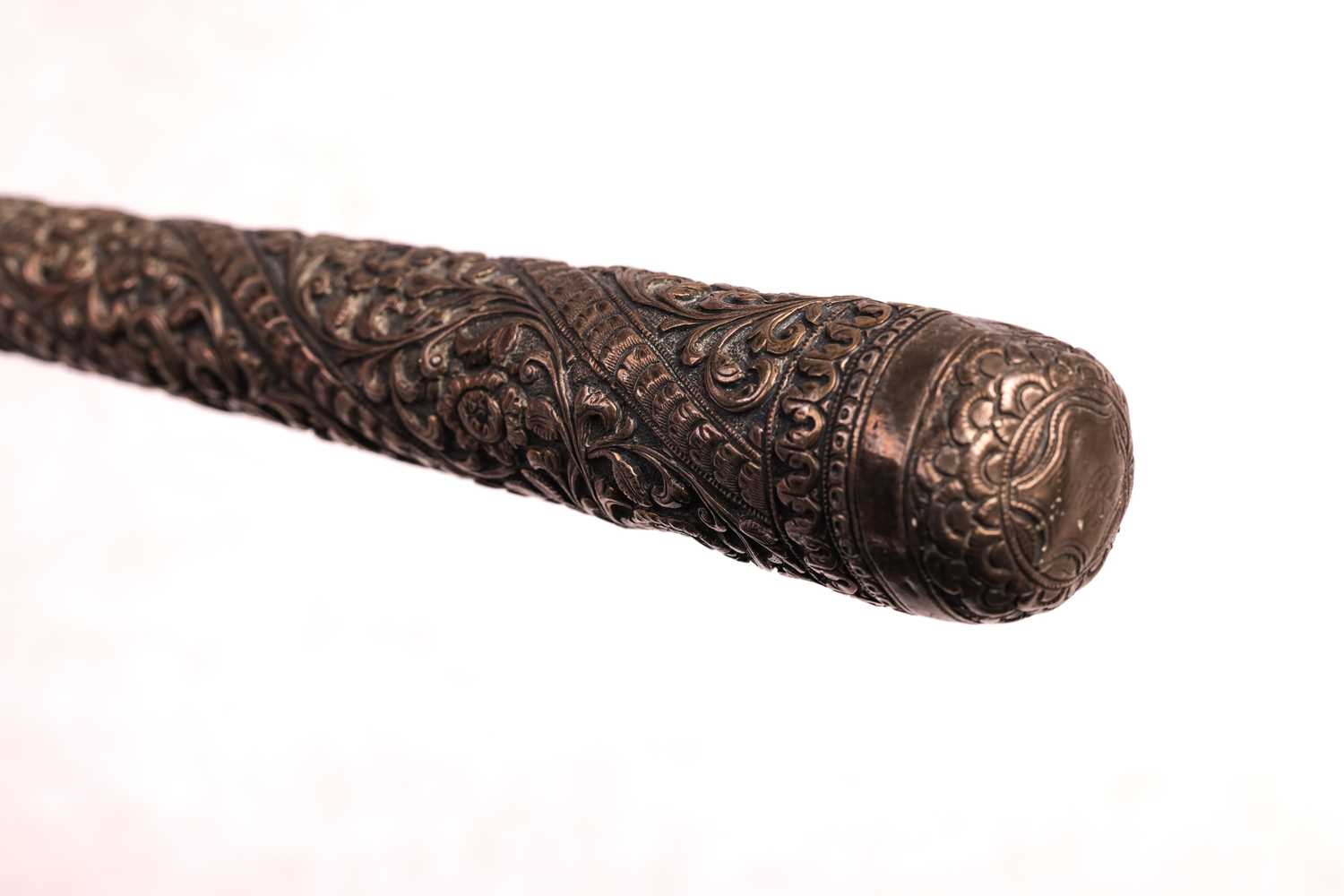 A Chinese export silver-handled walking cane, probably late 19th century by Wing Nam &amp; Co. with  - Image 7 of 8