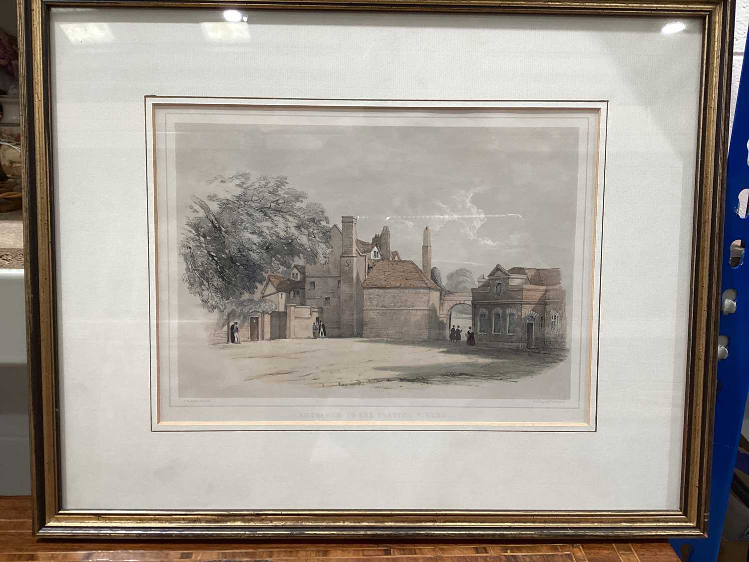 A collection of six decorative watercolours, oil and prints comprising two scenes of Eton College, a - Image 19 of 31