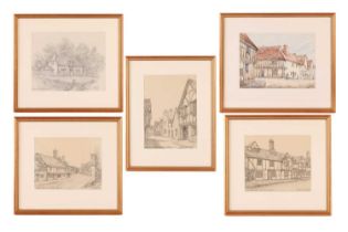 Thomas Wallis FRSA RIBA (1873–1953), a collection of five architectural drawings and one