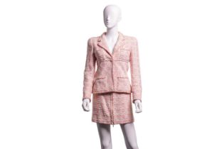 Chanel - a two-piece suit in peachy-pink tweed, from 1995 Spring and Summer ready-to-wear