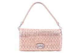 Miu Miu - a Crystal flap shoulder bag in power pink Matelassé Nappa leather, rectangular body with p