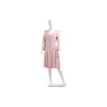 An Alexander McQueen pleated open-neck coat dress in blush pink wool-silk blend, circa 2016, with wi