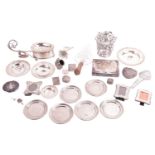 A collection of small white metal items; to include examples of a Victorian silver potpourri jar wit