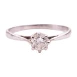 A diamond solitaire ring, set with a round old-cut diamond with an estimated weight of 0.30ct, in a 