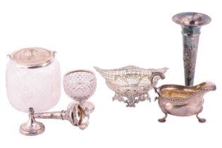 A pierced silver boat form Bonbon Dish, London 1894 by William Comyns, together with a silver
