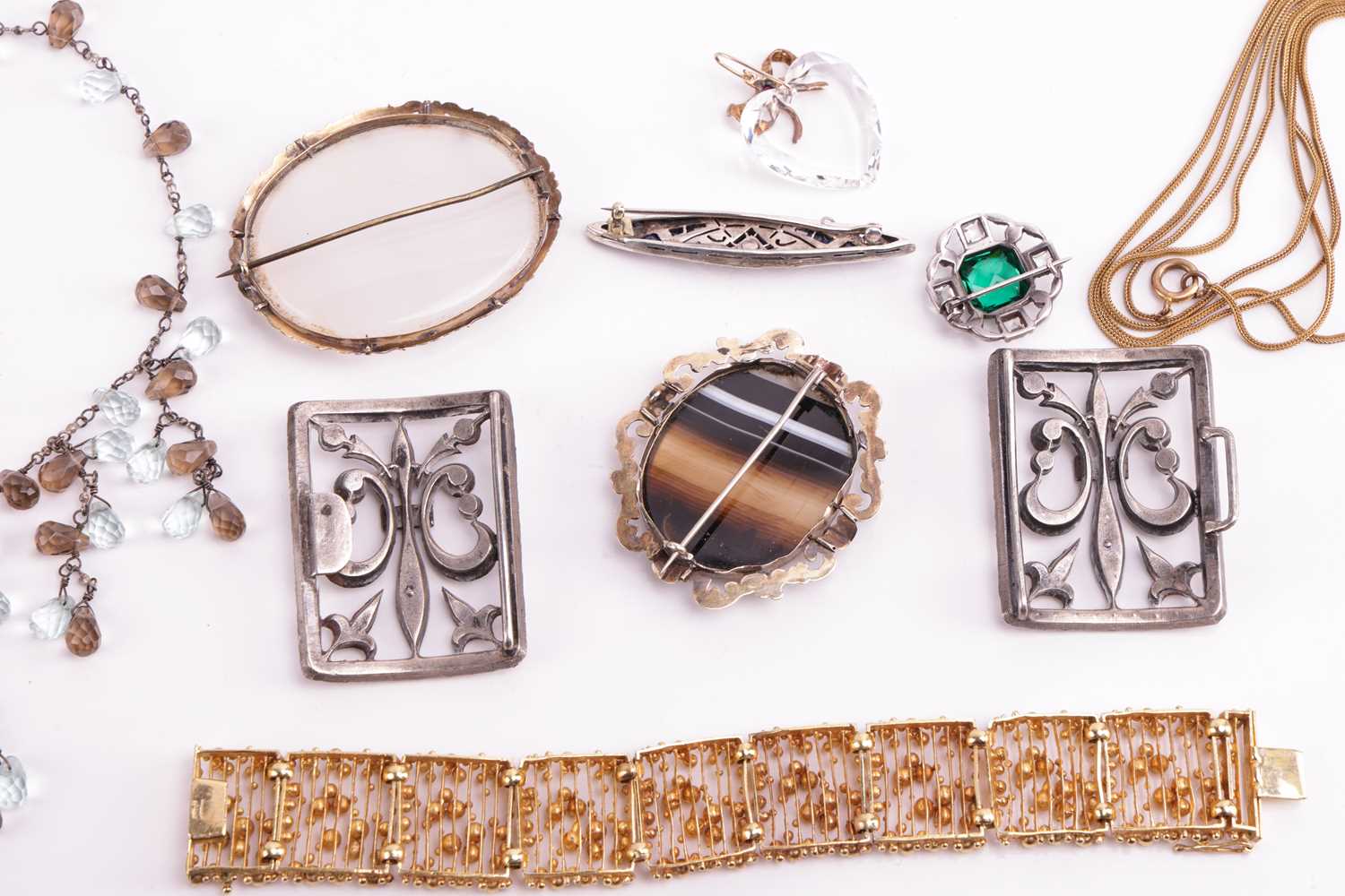 A small collection of costume jewellery; to include a Modernist link bracelet of beaded design by Ko - Image 5 of 5