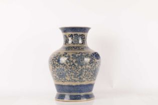 A Chinese-style baluster vase, 20th-century, fitted with applied Dogs of Foo handles and decorated
