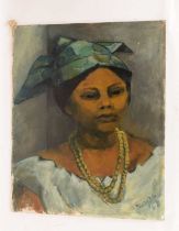 Marian J. Bunzl (20th Century), Portrait of a lady, signed 'Bunzl' (lower right), oil on canvas on