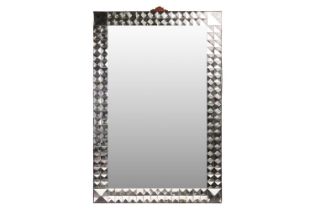 A large 20th century Venetian facet cut wall mirror, 139 cm x 93 cm.