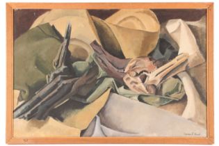 Marian J. Bunzl (20th Century), Still life of cloth and logs, signed 'Marian J. Bunzl' (lower