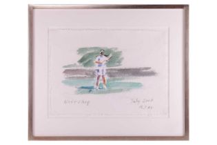 R.S. (American, Contemporary) Tennis Player, titled in Pencil 'West Chop July 2006', initialled RS