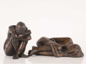 Moira Purver (contemporary), Solitude, bronze resin, measuring 14 cm high x 8 cm wide, together with