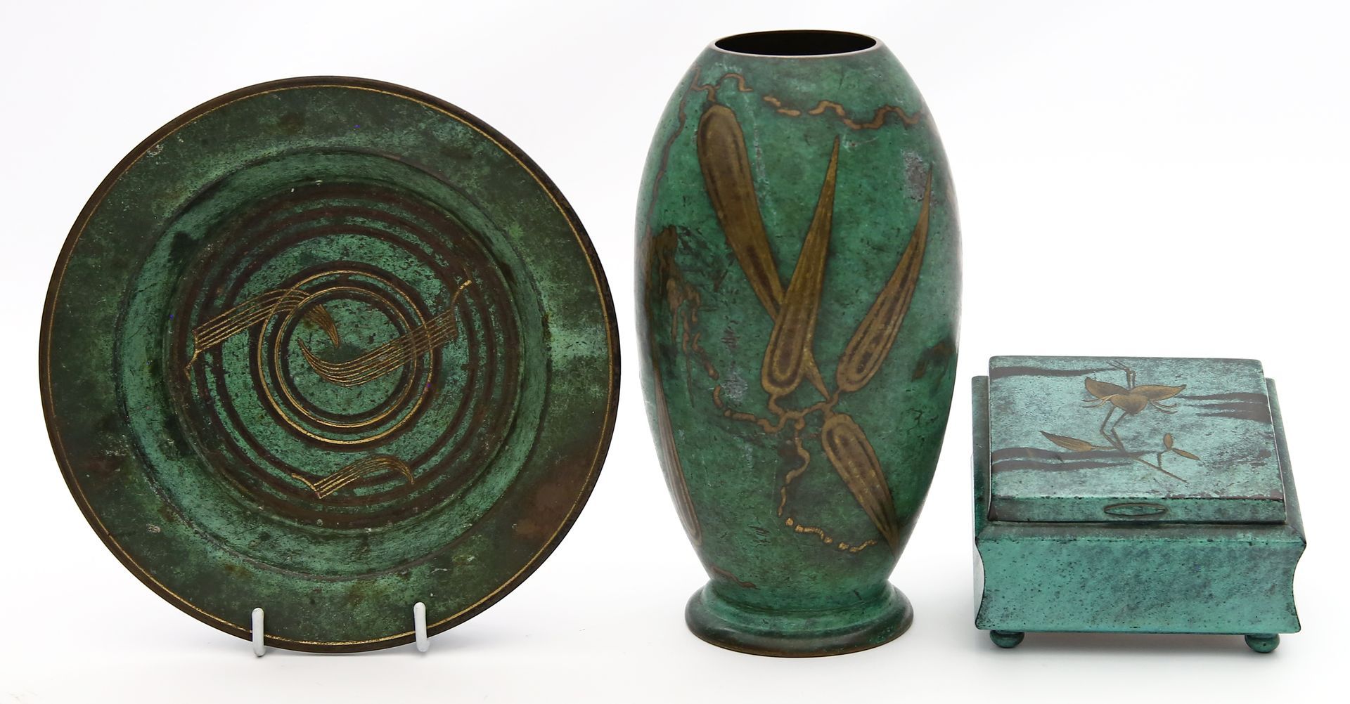 Art Deco-Vase, -Schale und -Dose "Ikora", WMF.