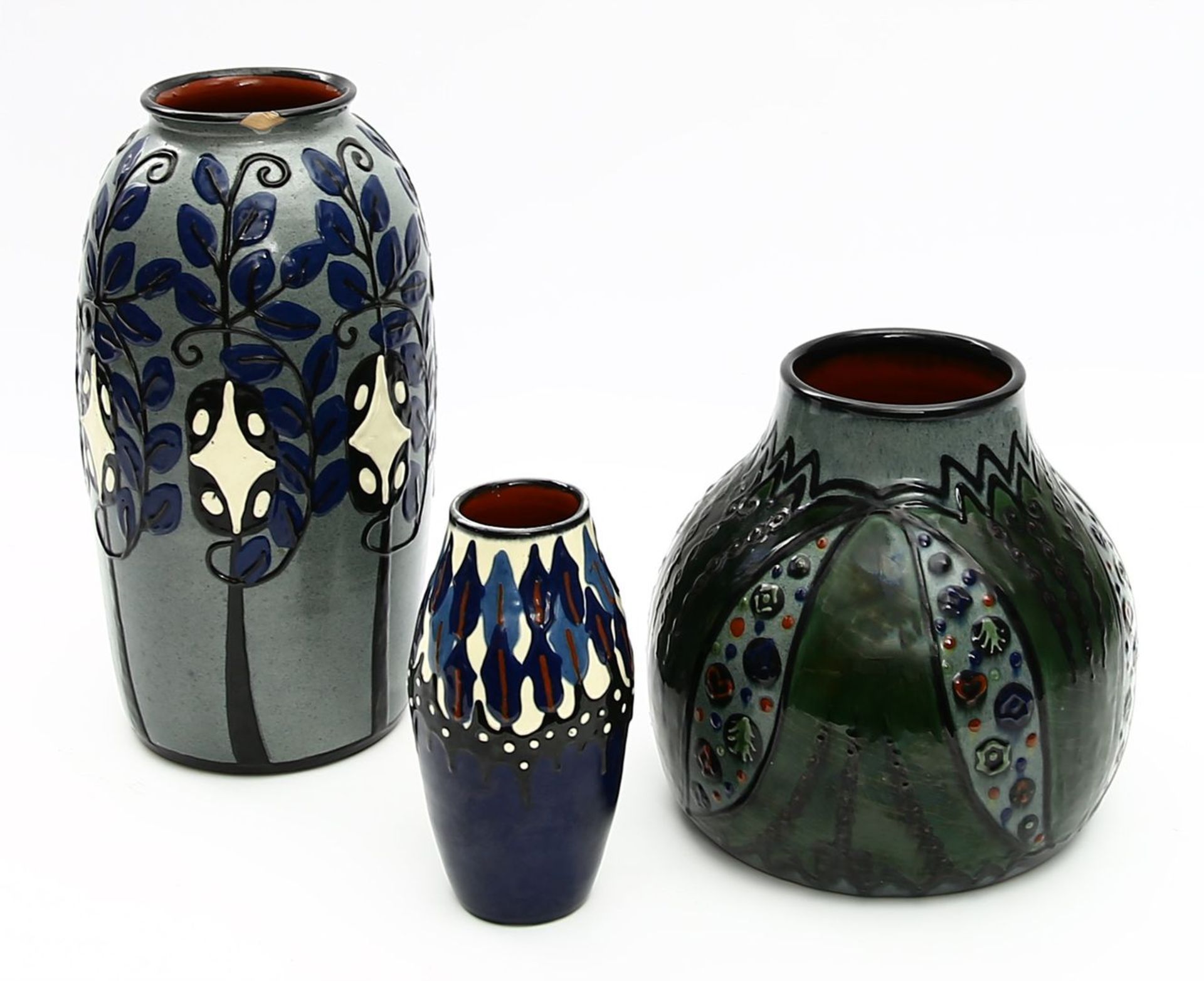 Drei Jugendstil-Vasen, Kandern.  - Bild 2 aus 2