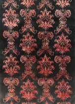 Moderner Teppich, schwarze Wolle mit Seideblumen, ca. 194x 135 cm.