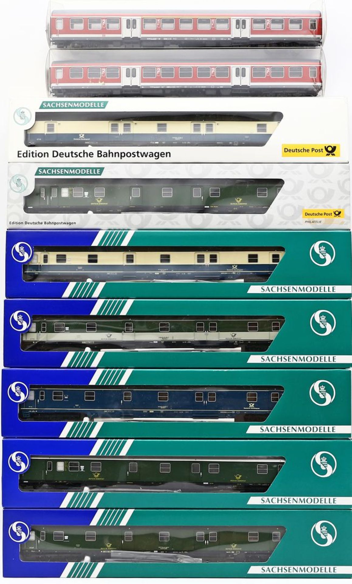 9 überwiegend Postwagen, Sachsenmodelle H0. 