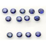 Lot aus 13 blauen Saphiren, zus. 2,84 ct.