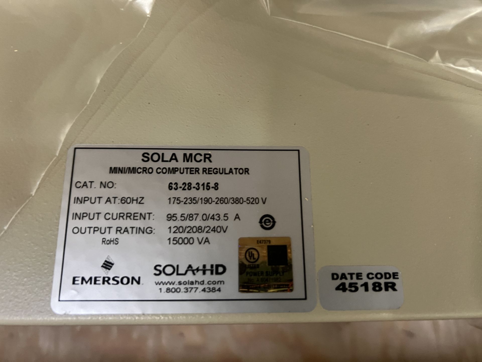 New Sola Constant Voltage Power Conditioner Part Number 63-28-315-8 - Image 2 of 3