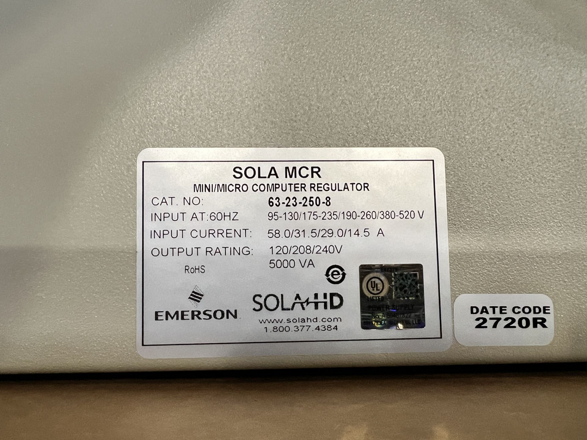 New Sola Constant Voltage Power Conditioner Part Number 63-23-250-8 - Image 2 of 3