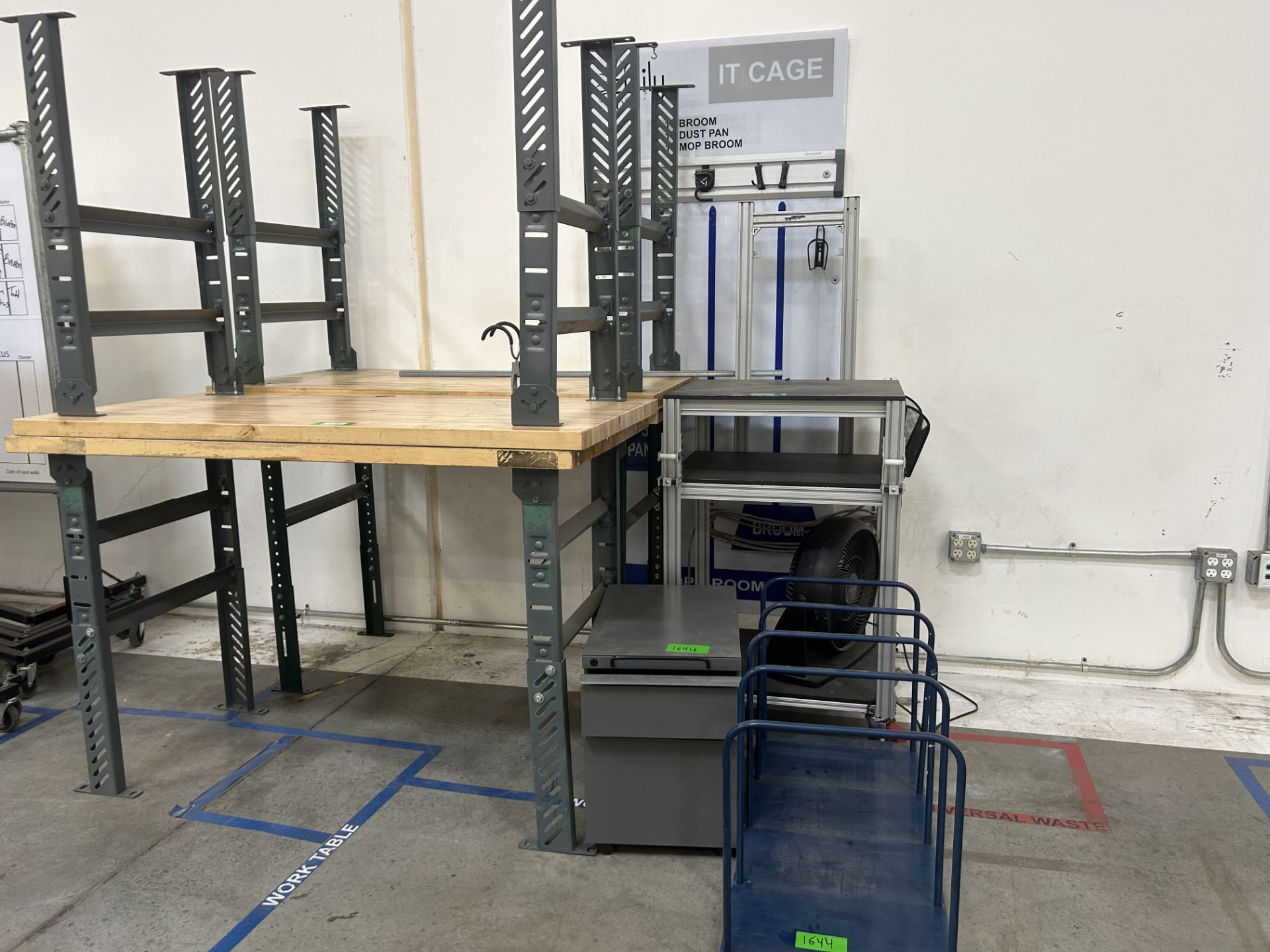 4 Work Tables, File Cabinet and Mobile Cart